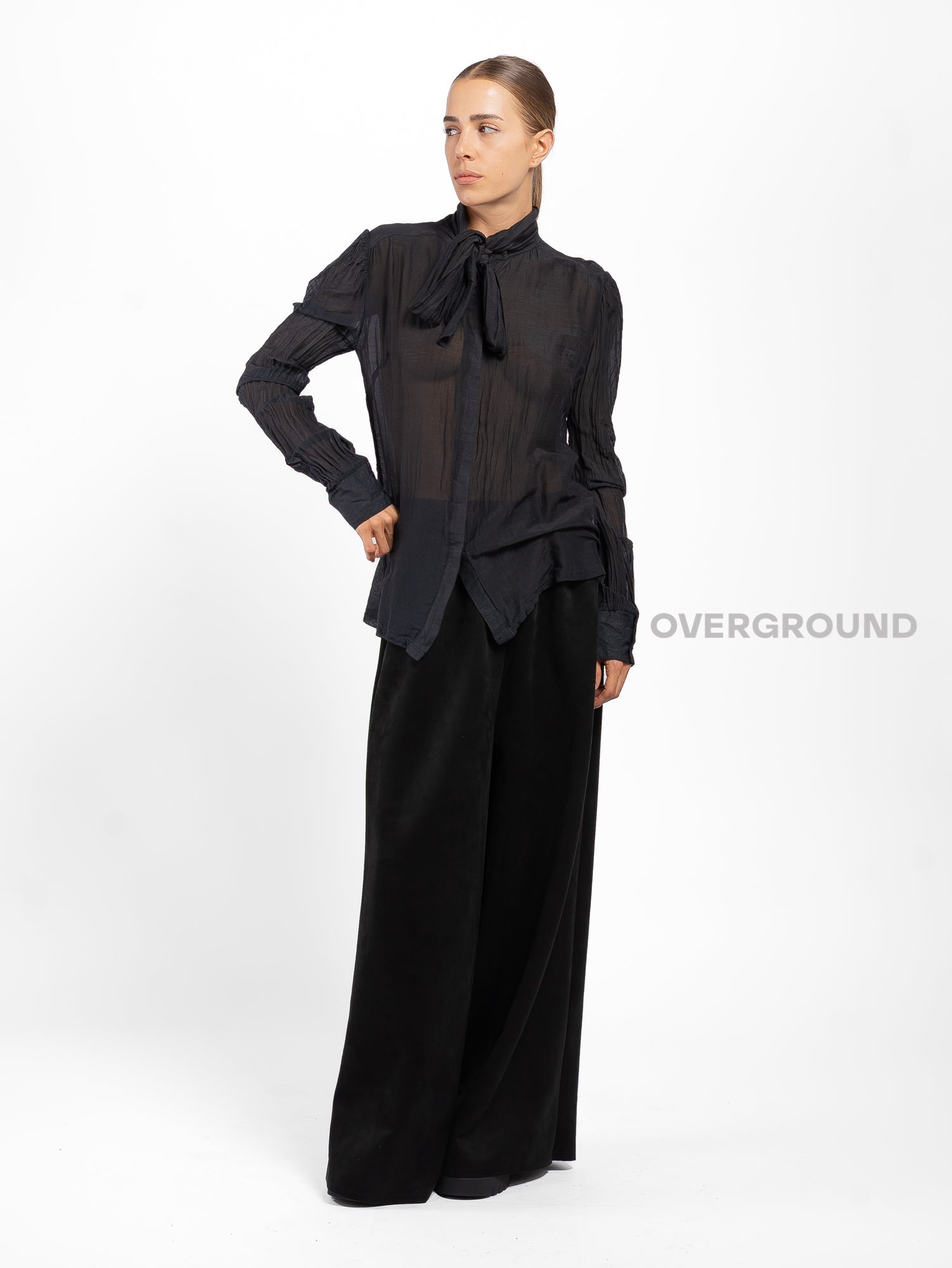 CAMICIA COLLO COREANA CON CHIUSURA ANNODATA - OVERGROUND STORE