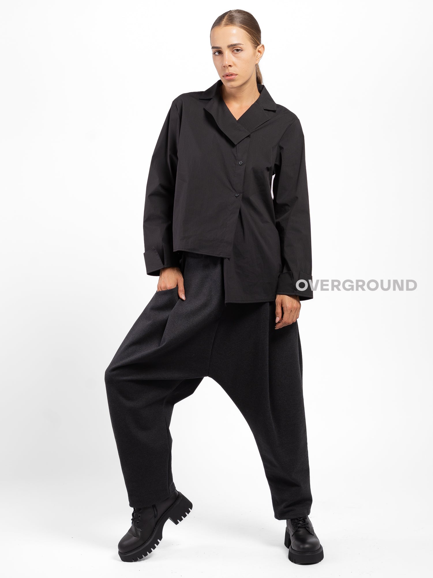 PANTALONE CAVALLO BASSO CON PIEGHE DAVANTI - OVERGROUND STORE