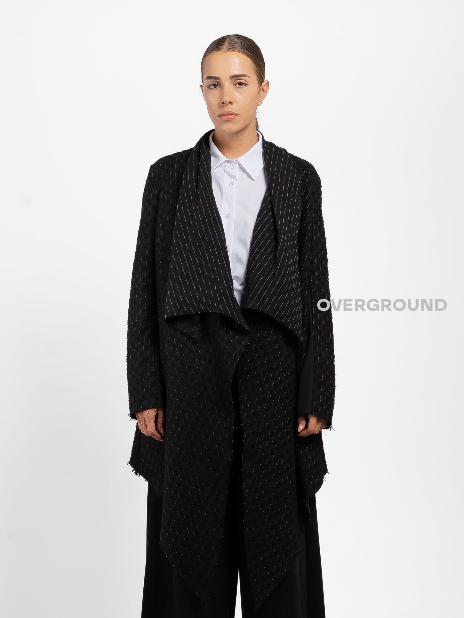 SPOLVERINO OVER ASIMMETRICO TESSUTO LAVORATO - OVERGROUND STORE