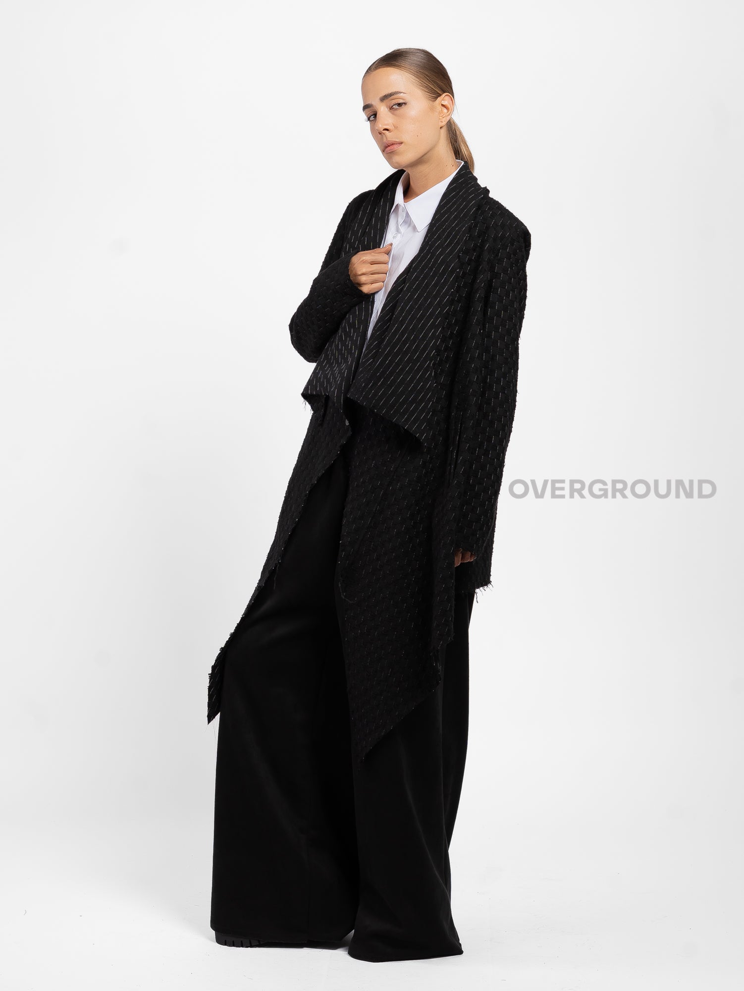 SPOLVERINO OVER ASIMMETRICO TESSUTO LAVORATO - OVERGROUND STORE