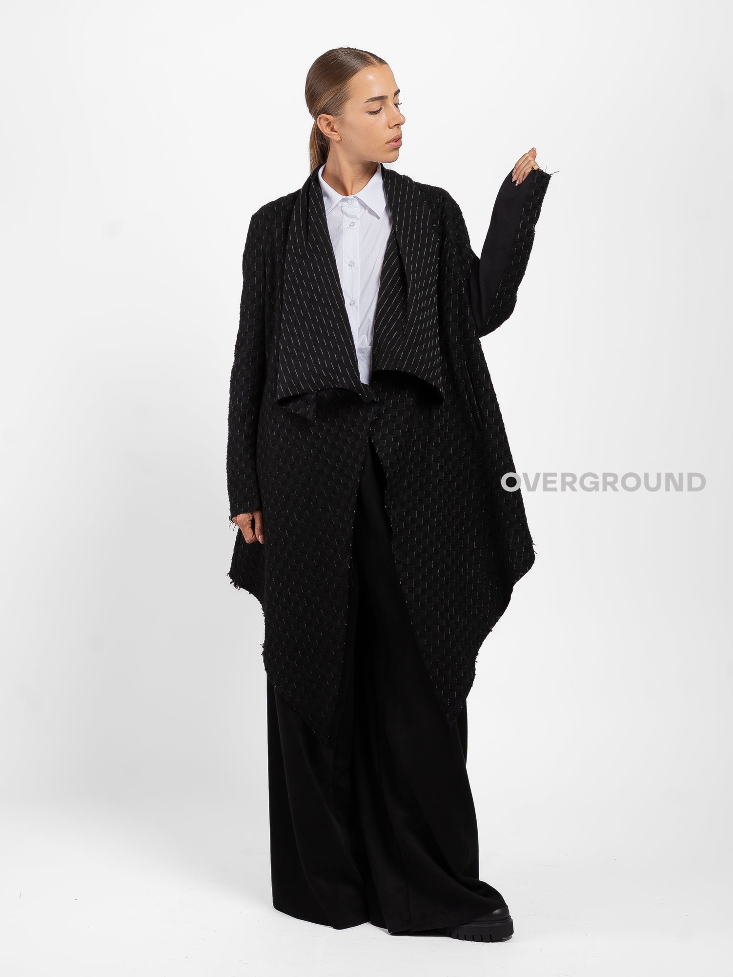 SPOLVERINO OVER ASIMMETRICO TESSUTO LAVORATO - OVERGROUND STORE