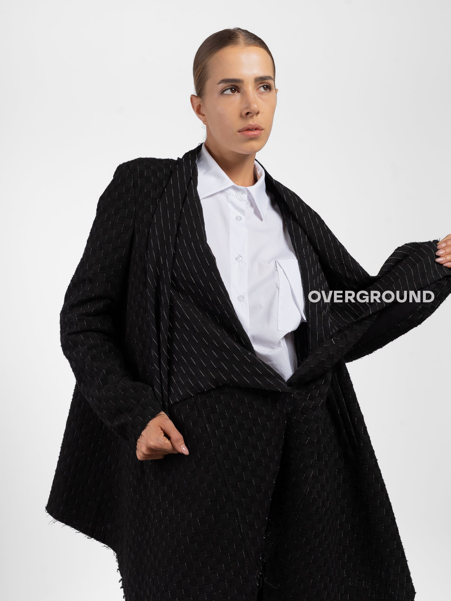 SPOLVERINO OVER ASIMMETRICO TESSUTO LAVORATO - OVERGROUND STORE