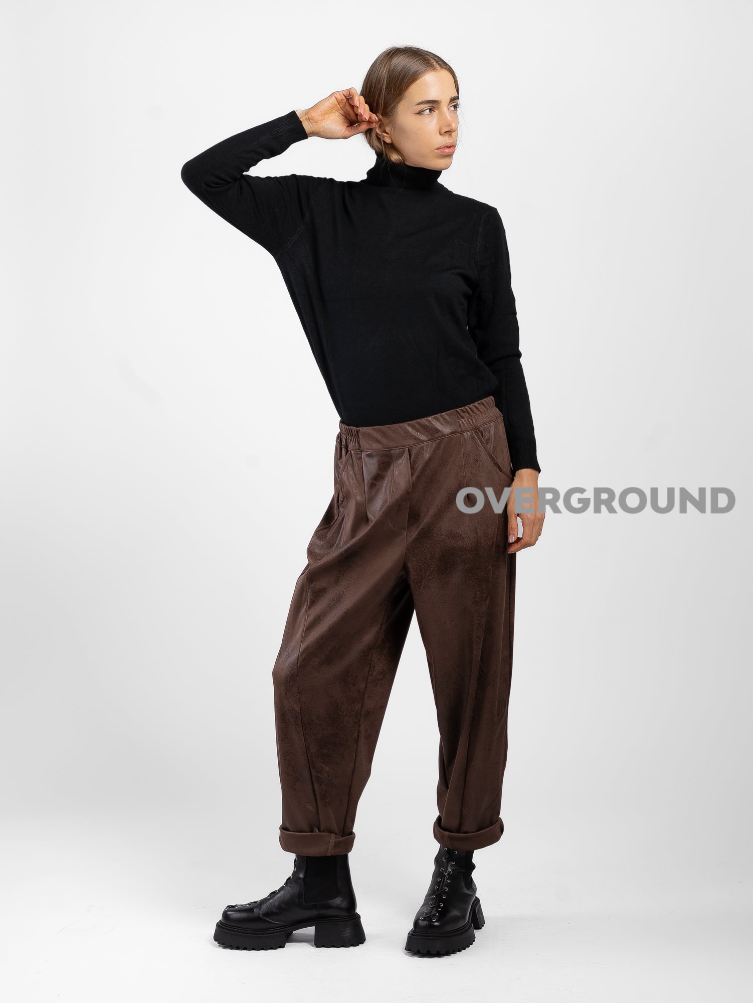 Pantalone ecopelle cuciture frontali