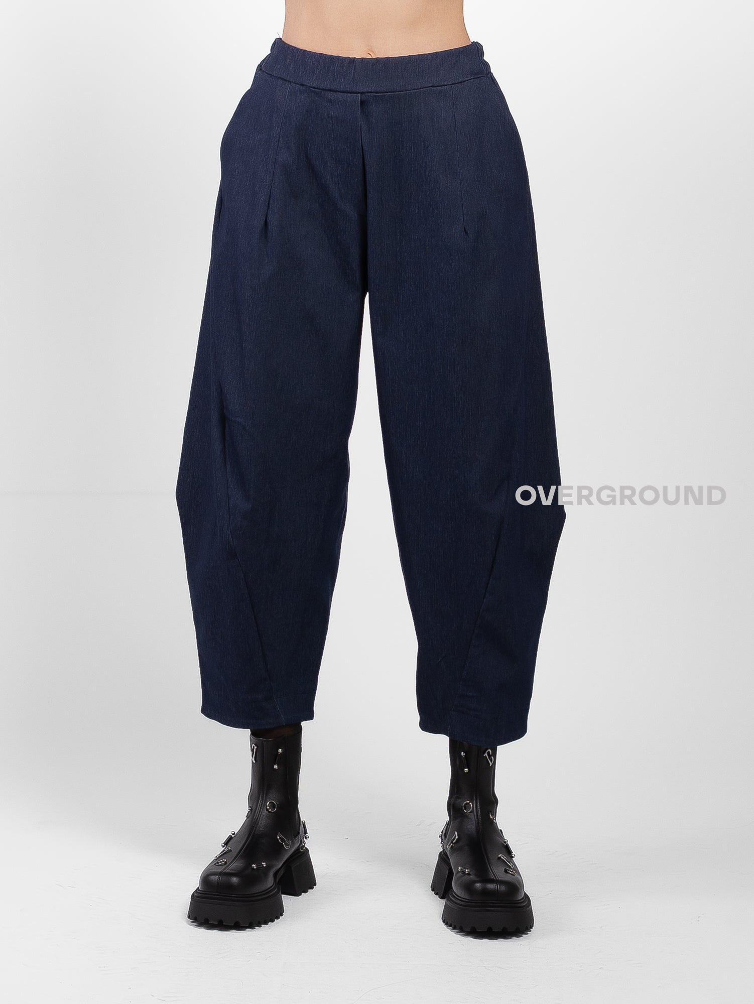 PANTALONE OVER CON CUCITURE SUL GAMBULE EFFETTO JEANS - OVERGROUND STORE