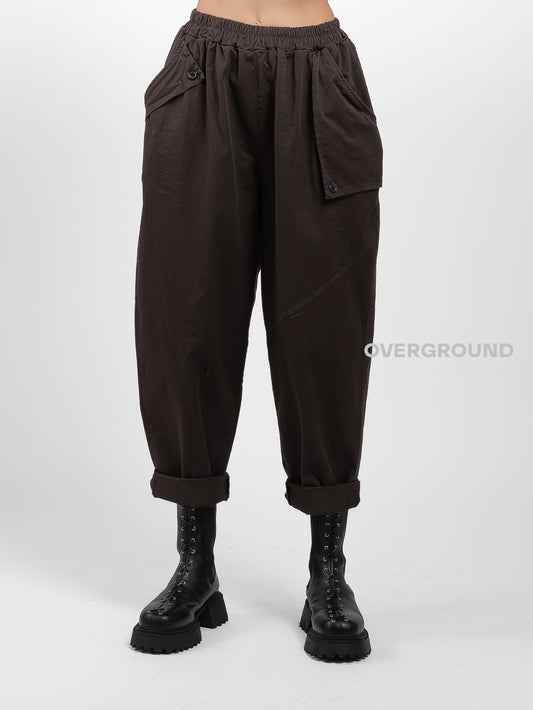 PANTALONE OVER COTONE CON TASCHE DAVANTI
