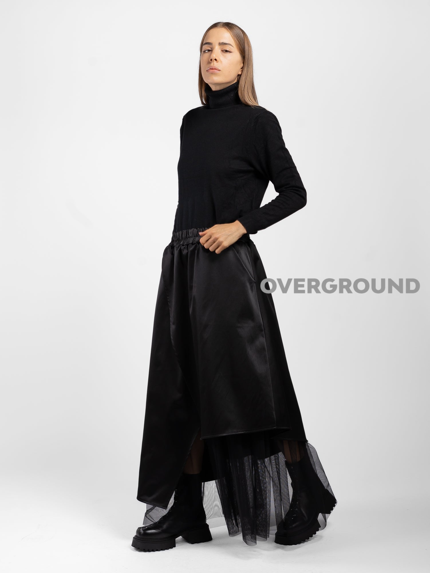 GONNA OVER DOPPIO TESSUTO CON TULLE