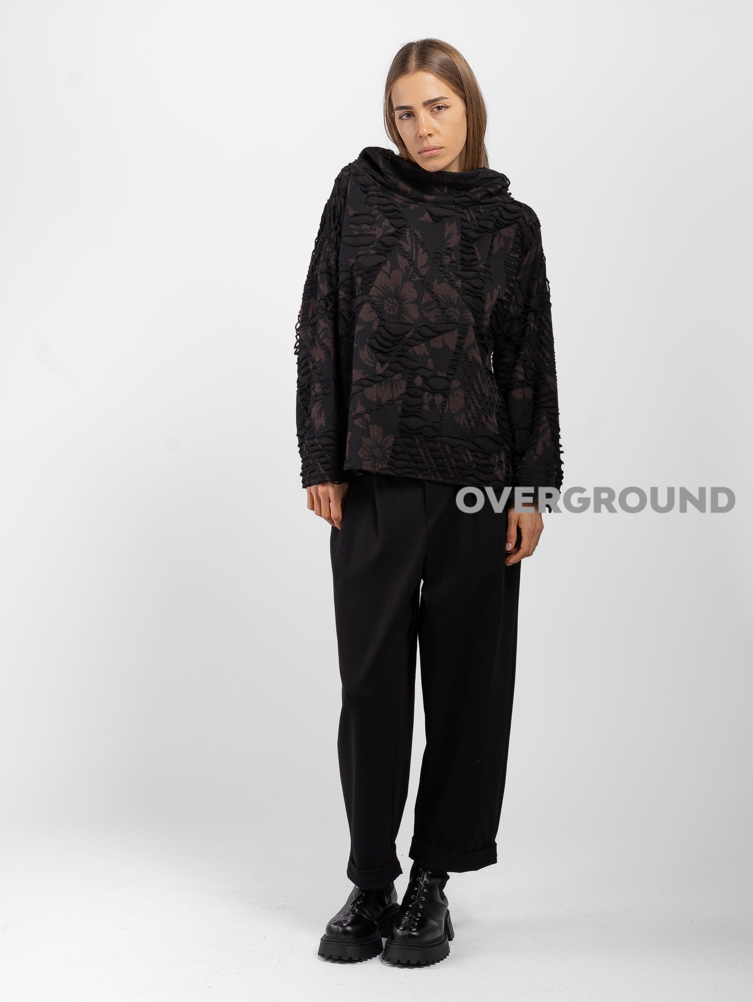 Blusa con collo a barca tessuto lavorato - OVERGROUND STORE