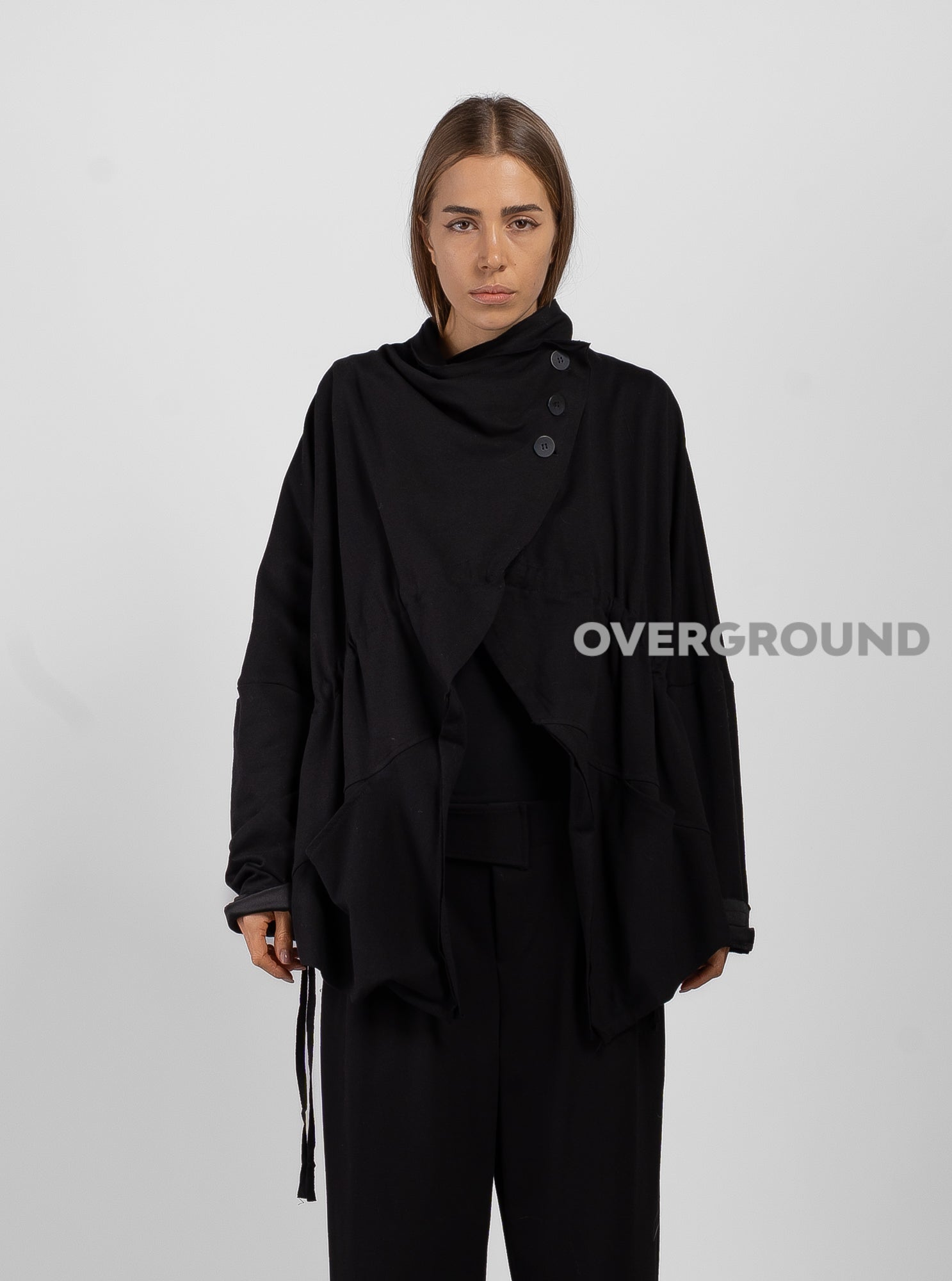 OVERSIZED DUSTER SWEATSHIRT WITH ASYMMETRIC BUTTONING