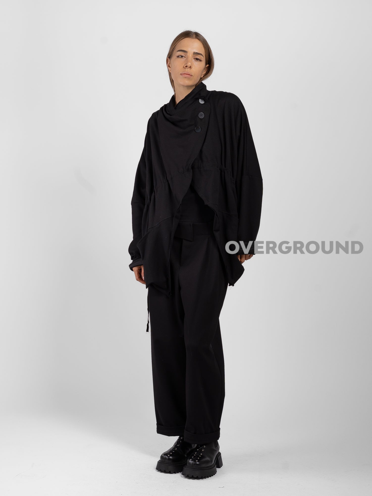 OVERSIZED DUSTER SWEATSHIRT WITH ASYMMETRIC BUTTONING