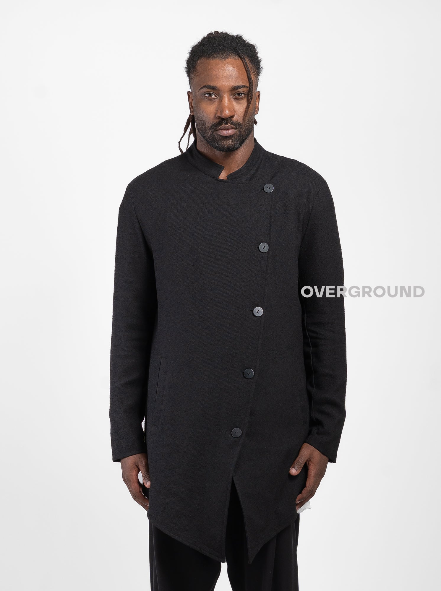 GIACCA CON ABBOTTONATURA TRASVERSALE TESS. LAVORATO