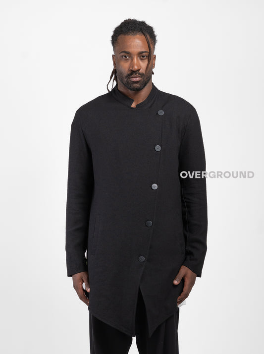 GIACCA CON ABBOTTONATURA TRASVERSALE TESS. LAVORATO