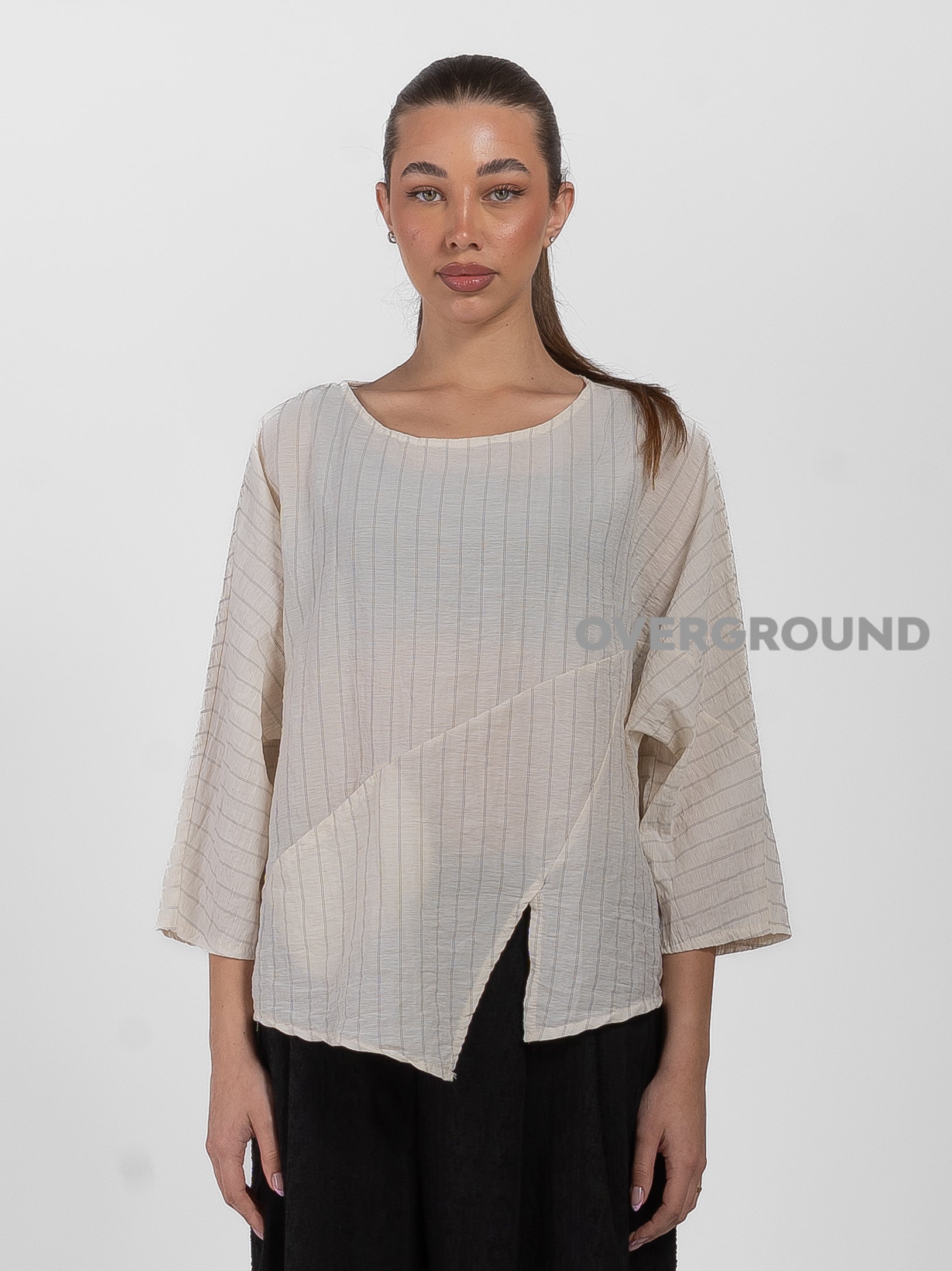 BLUSA OVER ASIMMETRICA RIGATA - OVERGROUND STORE