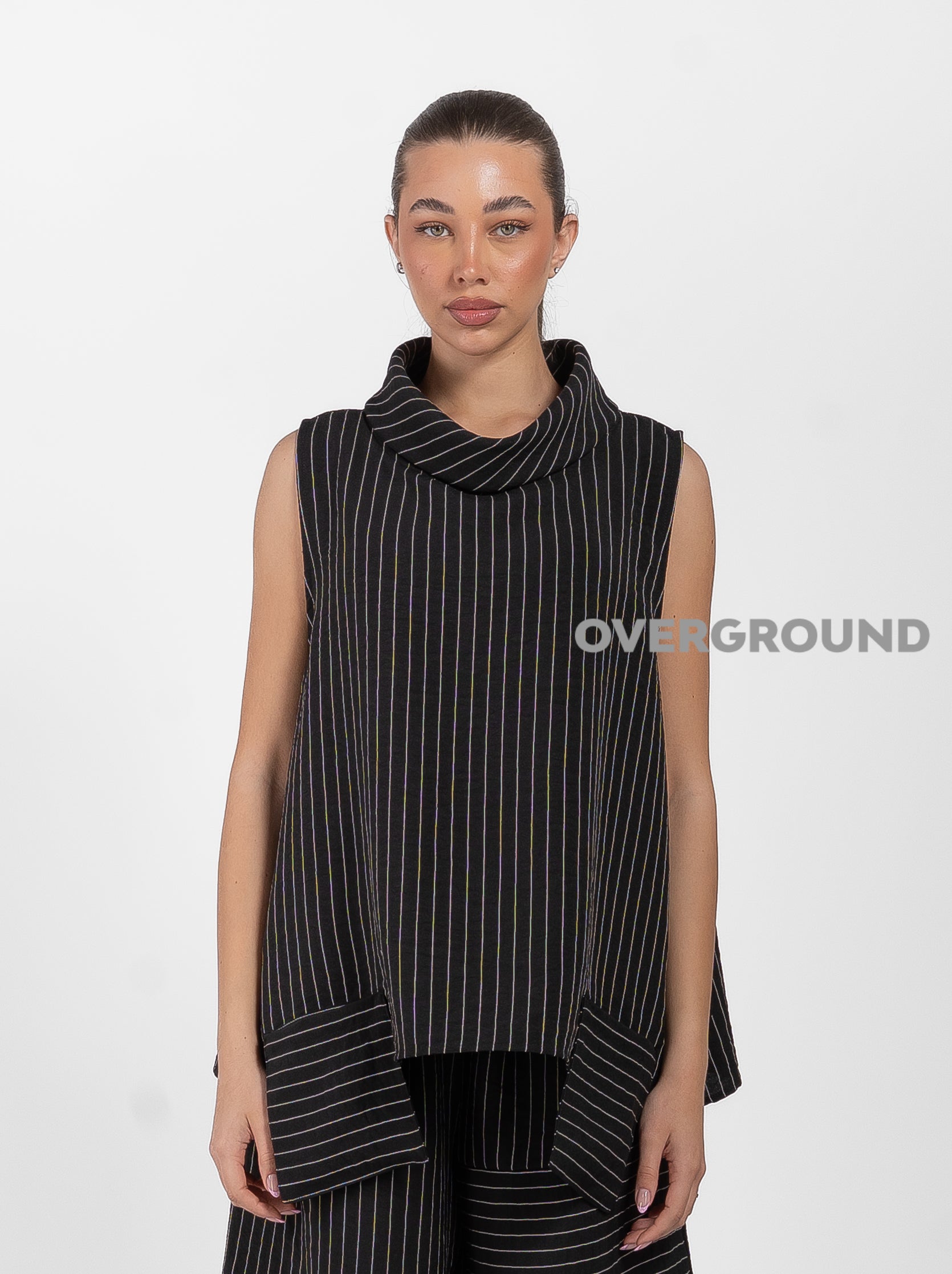 BLUSA OVER RIGATA CON COLLO MORBIDO - OVERGROUND STORE
