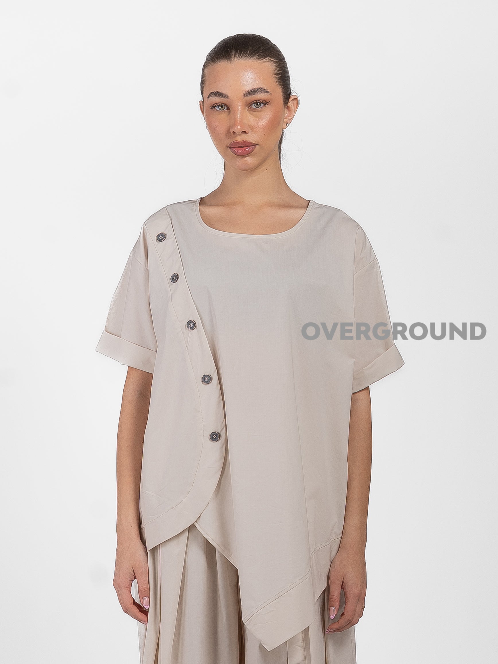 BLUSA OVER CON BOTTONI TRASVERSALI - OVERGROUND STORE