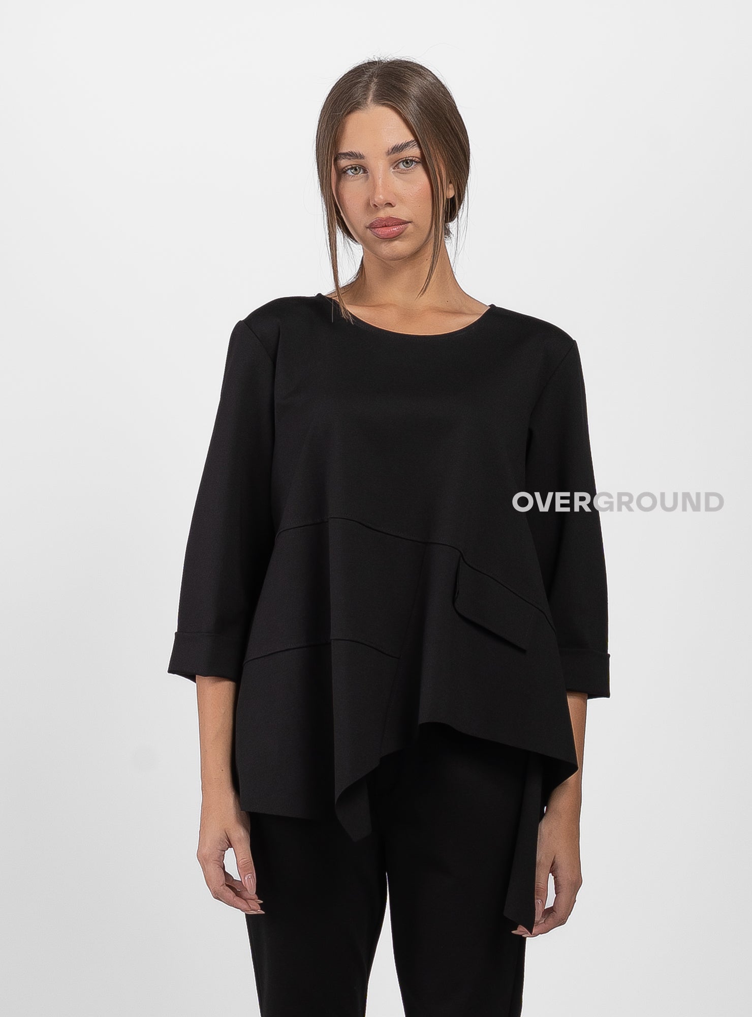ASYMMETRIC OVER-SIZE BLOUSE WITH SIDE FLAP