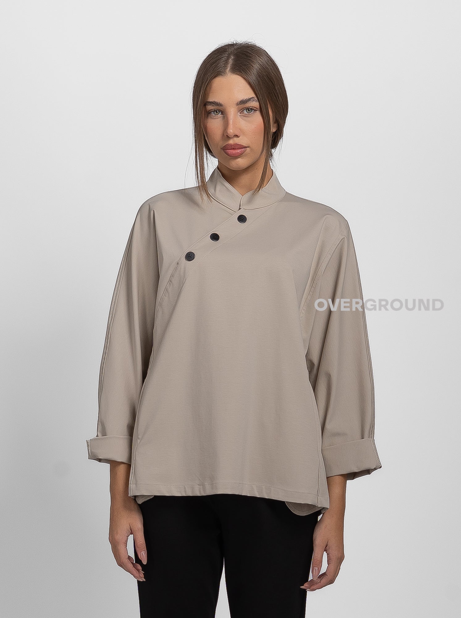 BLUSA CON BOTTONI FRONTALI COLLO COREANA - OVERGROUND STORE