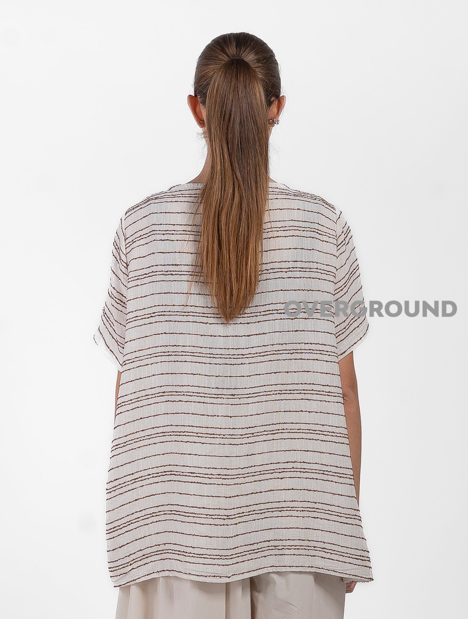 BLUSA OVER CON RIPRESA DAVANTI RIGATA - OVERGROUND STORE