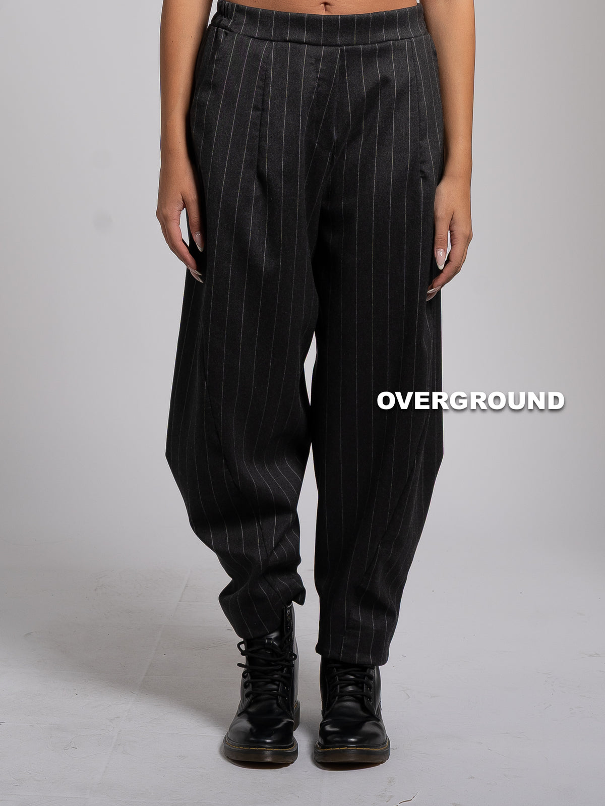 PANTALONE OVER GESSATO CON CUCITURE DAVANTI