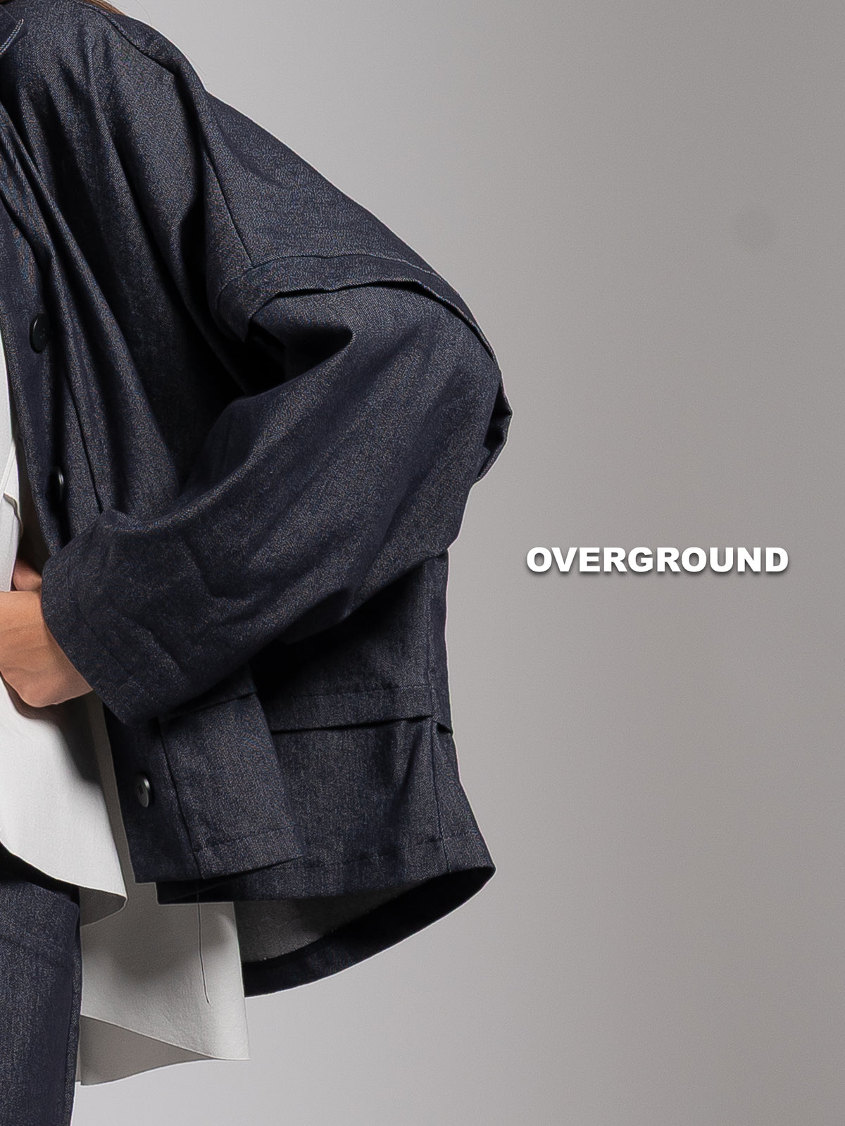 GIACCA OVER COLLO ALTO EFFETTO JEANS