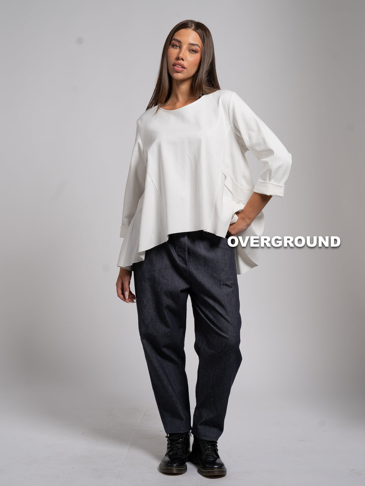 ASYMMETRIC OVERSIZED BLOUSE WITH FRONT SEAMS