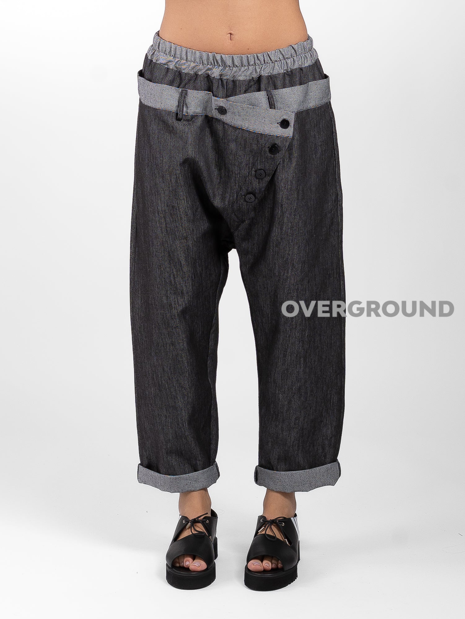 PANTALONE OVER CON PATTINE E BOTTONI - OVERGROUND STORE