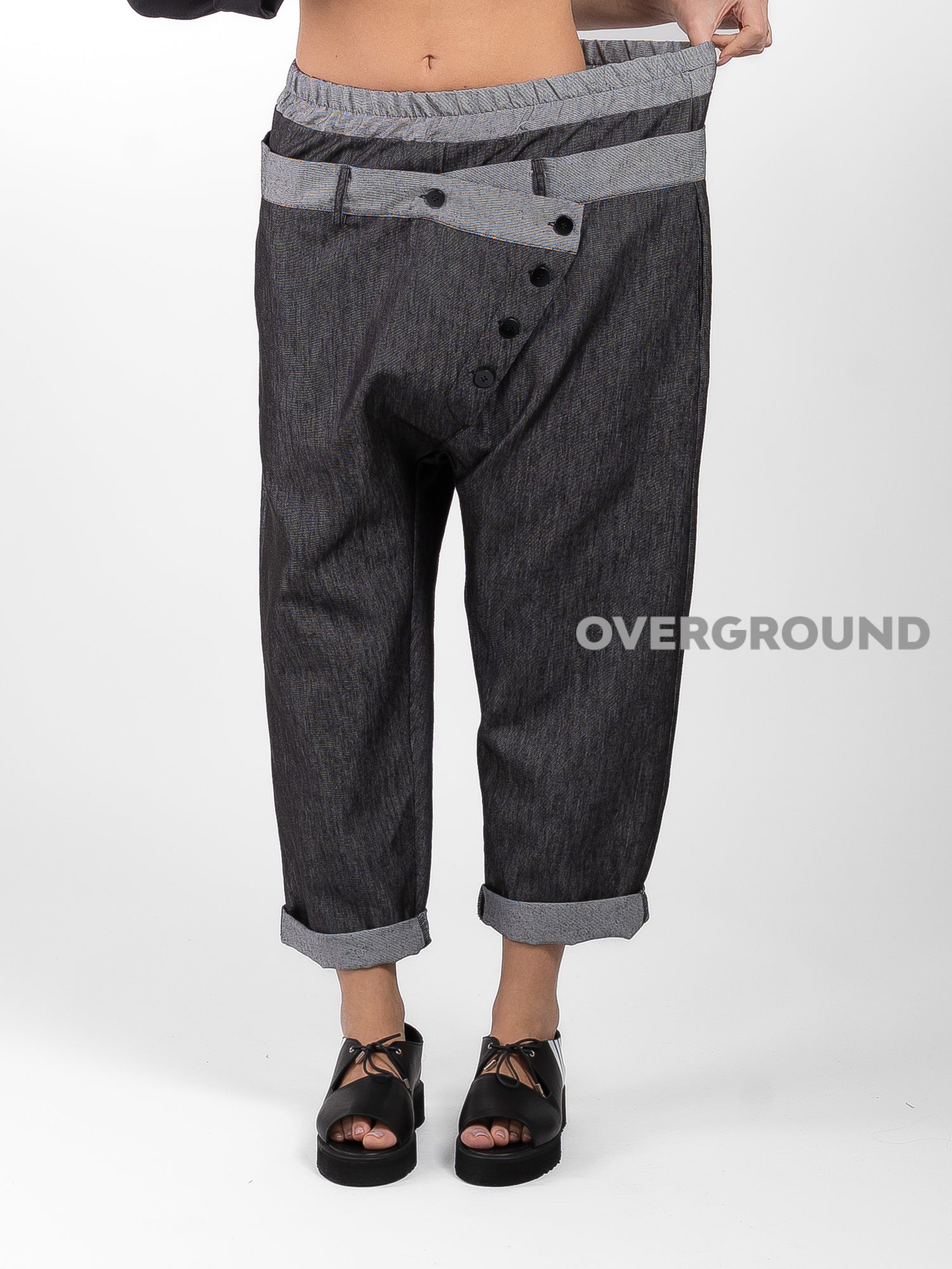 PANTALONE OVER CON PATTINE E BOTTONI - OVERGROUND STORE