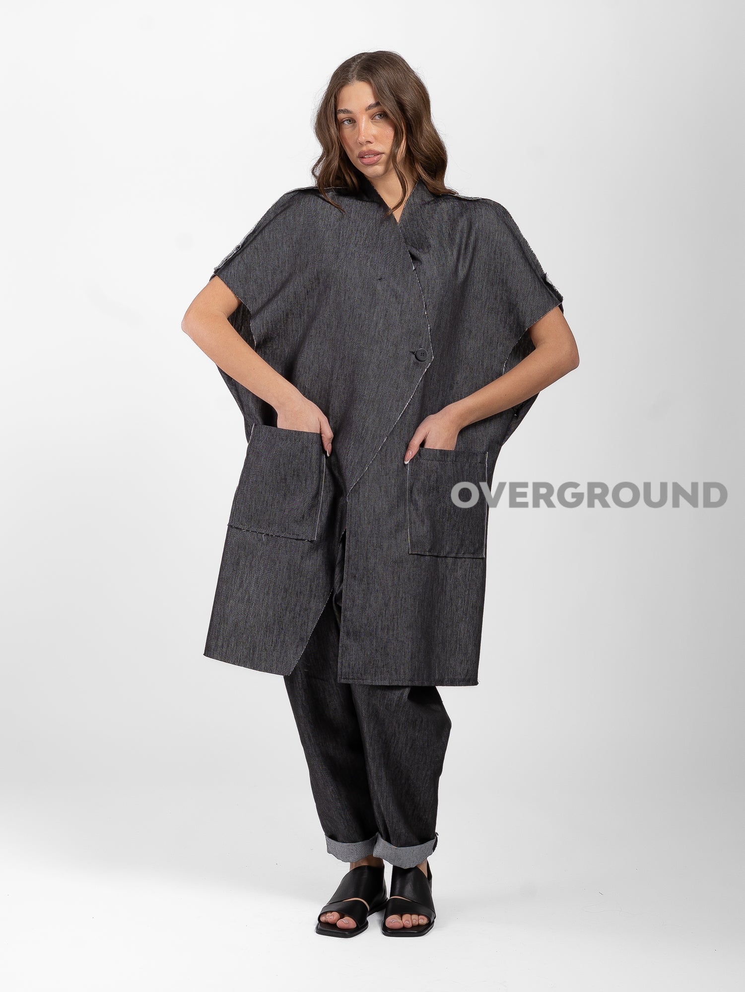 SMANICATO JEANS TAGLIO VIVO CON TASCHE DAVANTI - OVERGROUND STORE