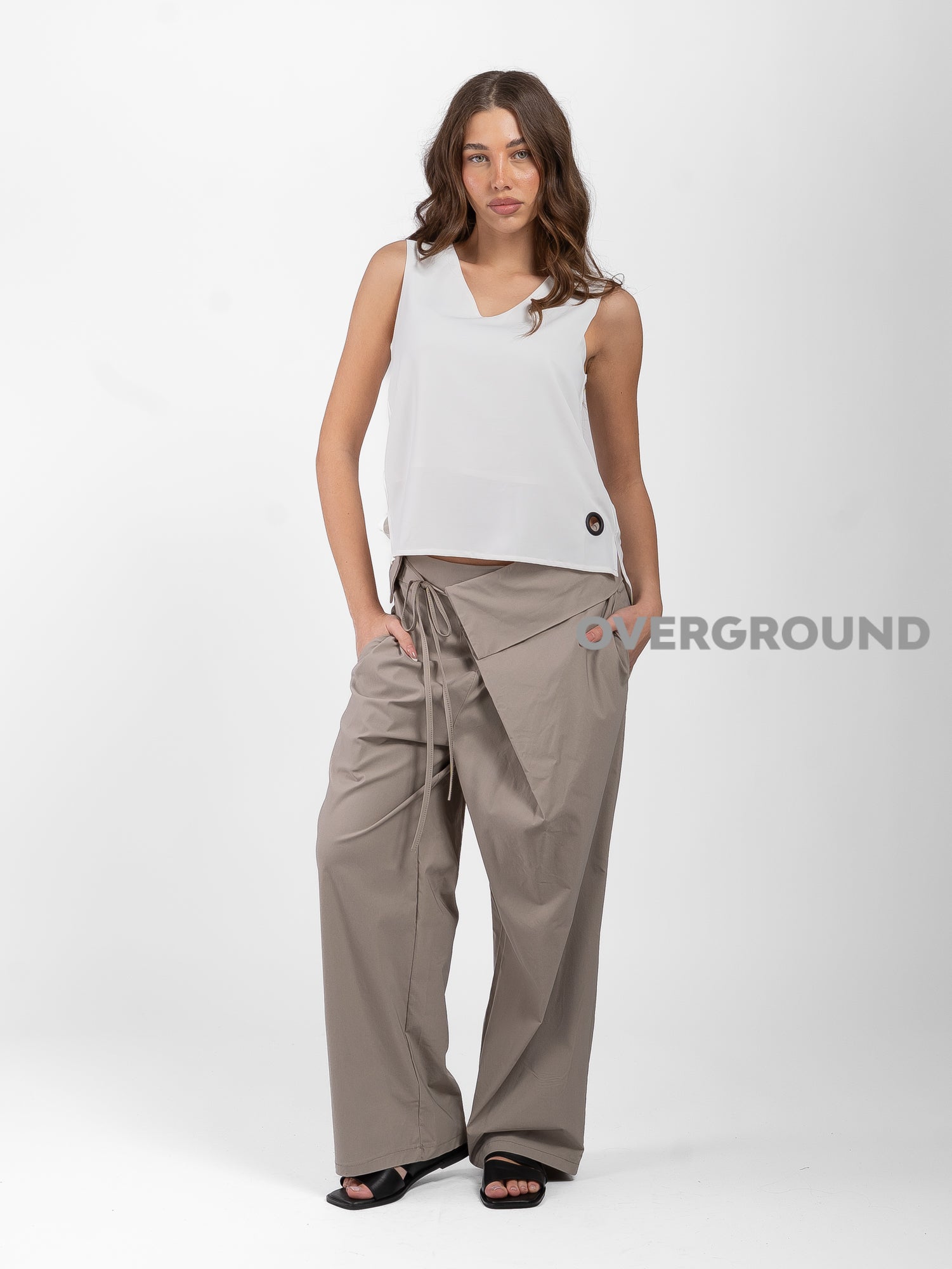 PANTALONE OVER CON PATTINA E FIOCCO CON BALZA - OVERGROUND STORE