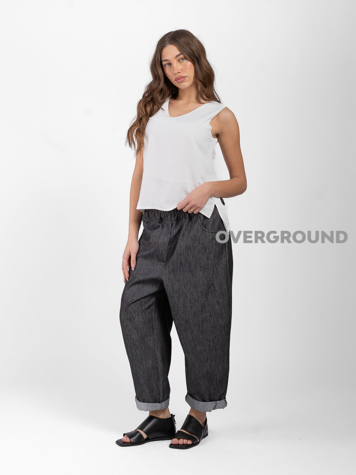 PANTALONE OVER JEANS CON TASCHE DIETRO - OVERGROUND STORE