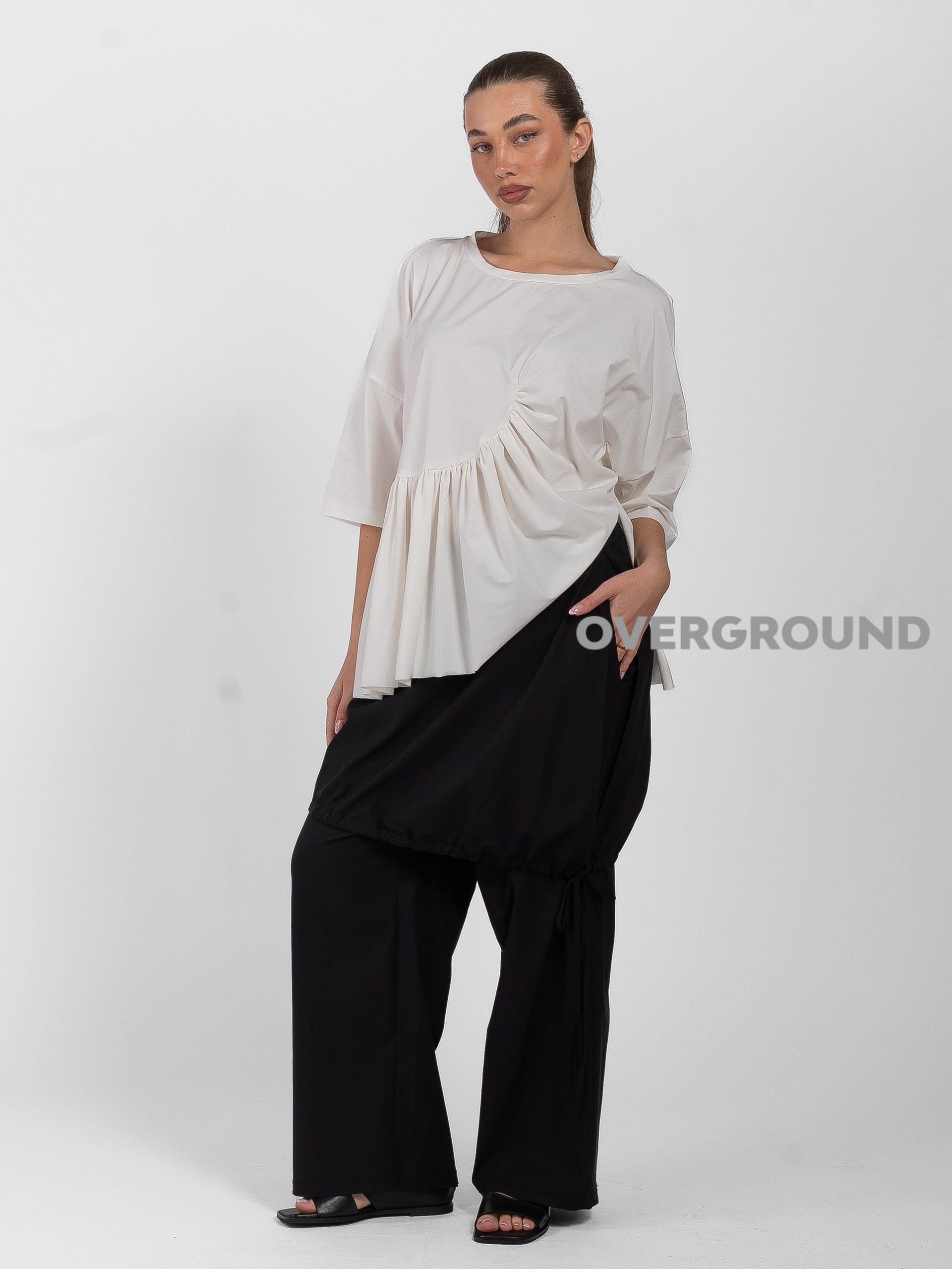 PANTALONE GAMBULE LARGO CON PAREO E RIPRESE - OVERGROUND STORE