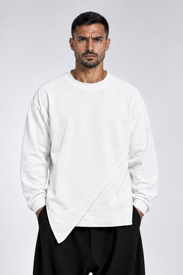 PRE-ORDER | MAGLIA IN COTONE TAGLIO ASIMMETRICO