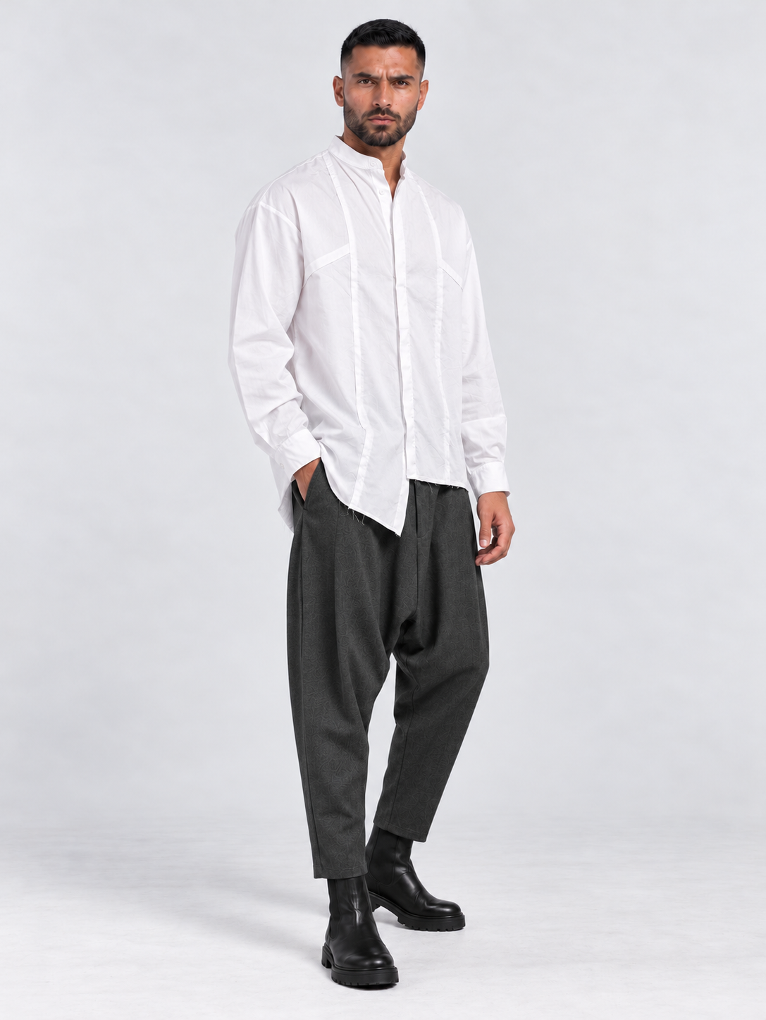 CAMICIA COLLO COREANA CON ABBOTTONATURA CENTRALE Z - OVERGROUND STORE