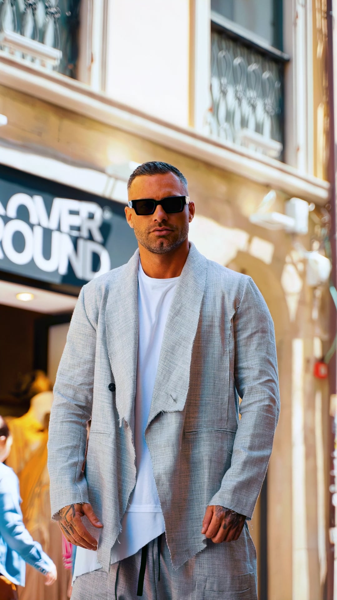 GIACCA SPOLVERINO ASIMMETRICA LINO - OVERGROUND STORE