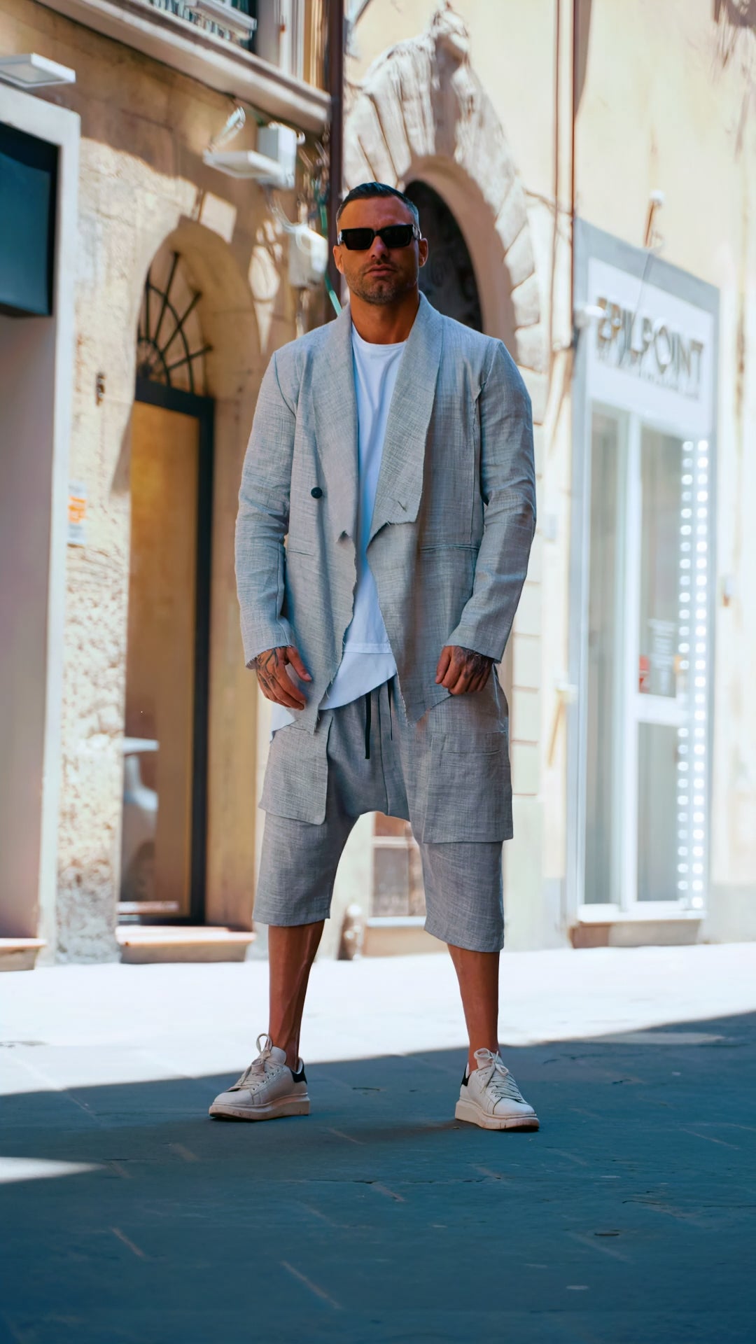 GIACCA SPOLVERINO ASIMMETRICA LINO - OVERGROUND STORE