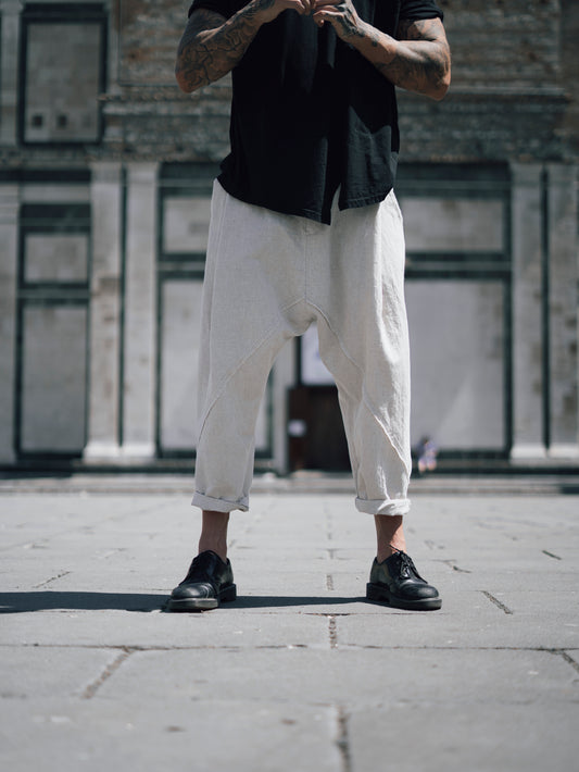PANTALONE OVER LINO CON CUCITURE Z - OVERGROUND STORE