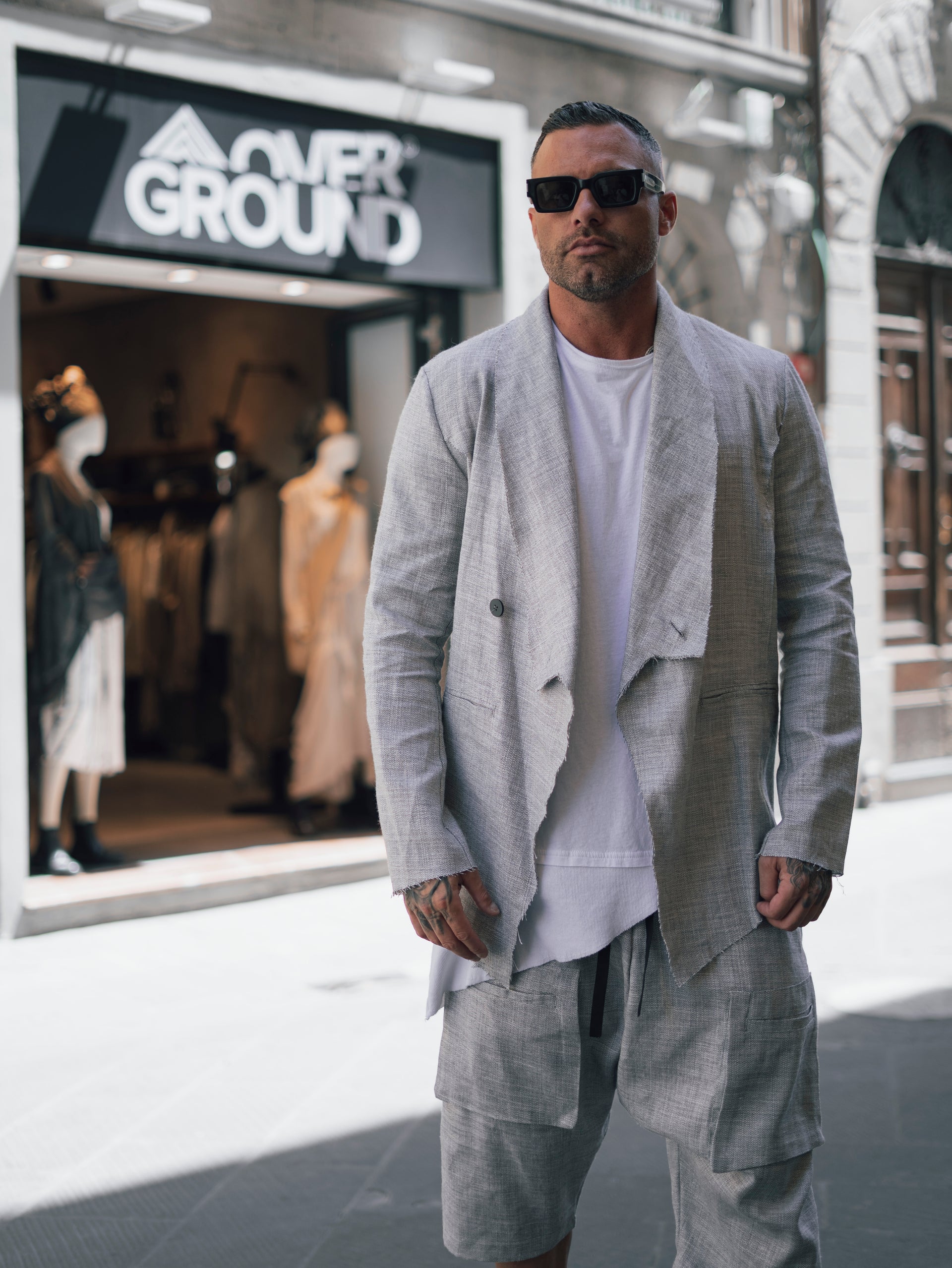 GIACCA SPOLVERINO ASIMMETRICA LINO - OVERGROUND STORE