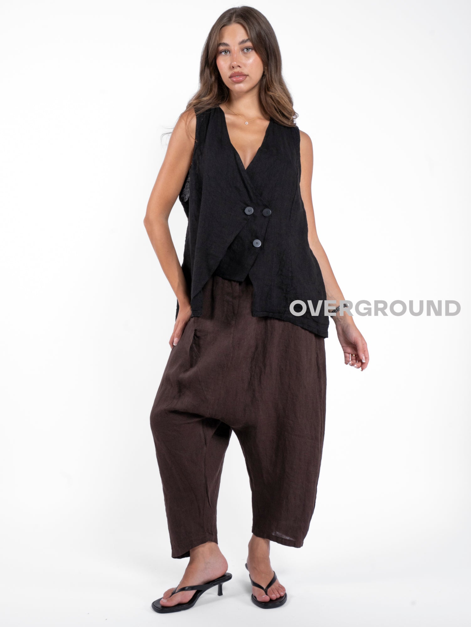 PANTALONE CAVALLO BASSO LINO - OVERGROUND STORE