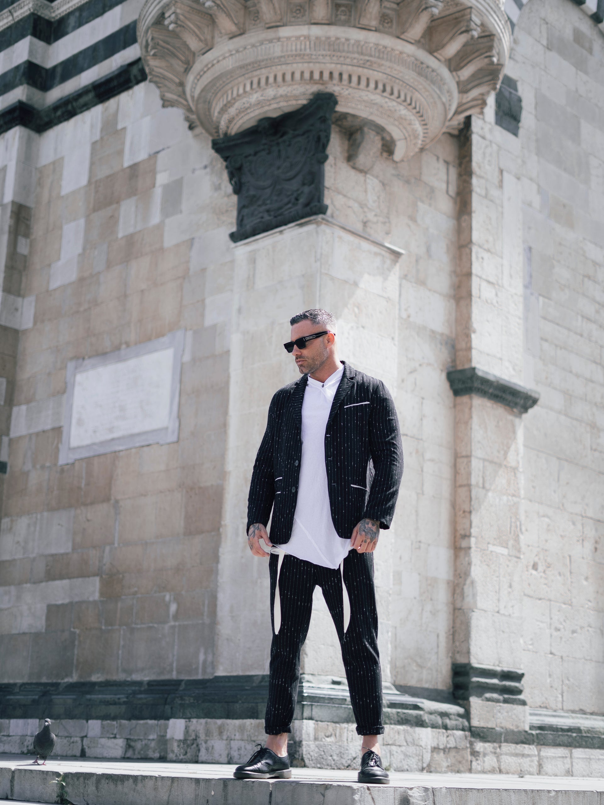 PANTALONE COTONE GESSATO CON TASCHE DAVANTI - OVERGROUND STORE