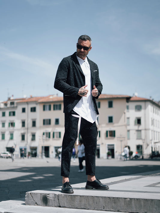 PANTALONE REGOLARE CON INTARSI
