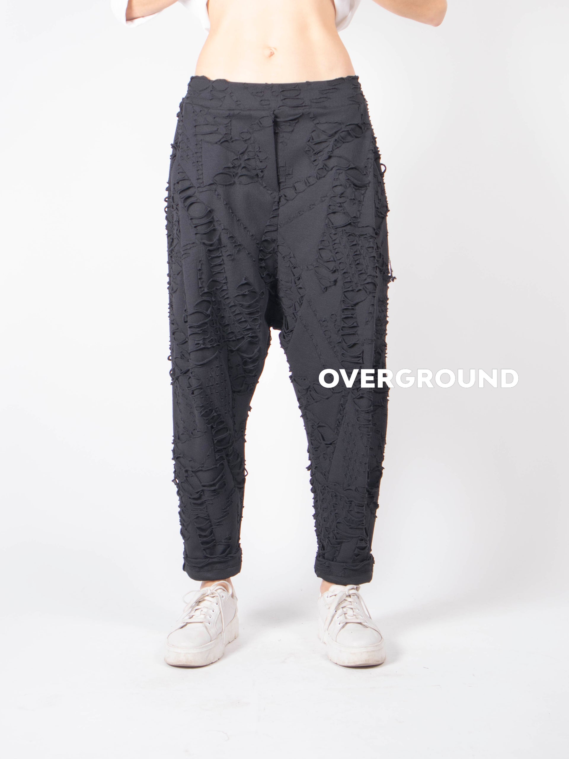 PANTALONE CAVALLO BASSO CON TESSUTO LAVORATO - OVERGROUND STORE