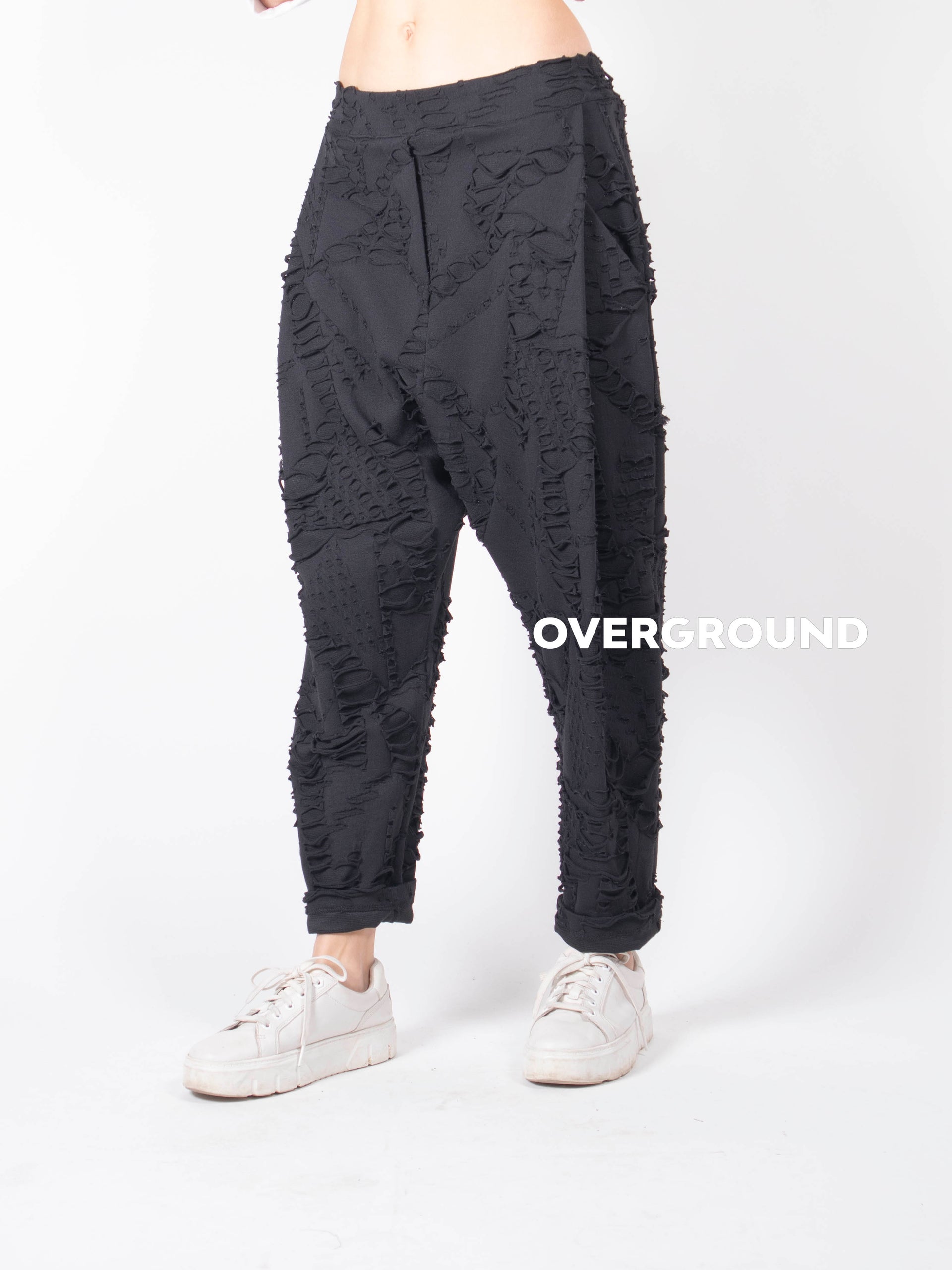 PANTALONE CAVALLO BASSO CON TESSUTO LAVORATO - OVERGROUND STORE