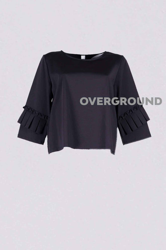 Maglia corta con manica 3/4 con pieghe - OVERGROUND STORE 