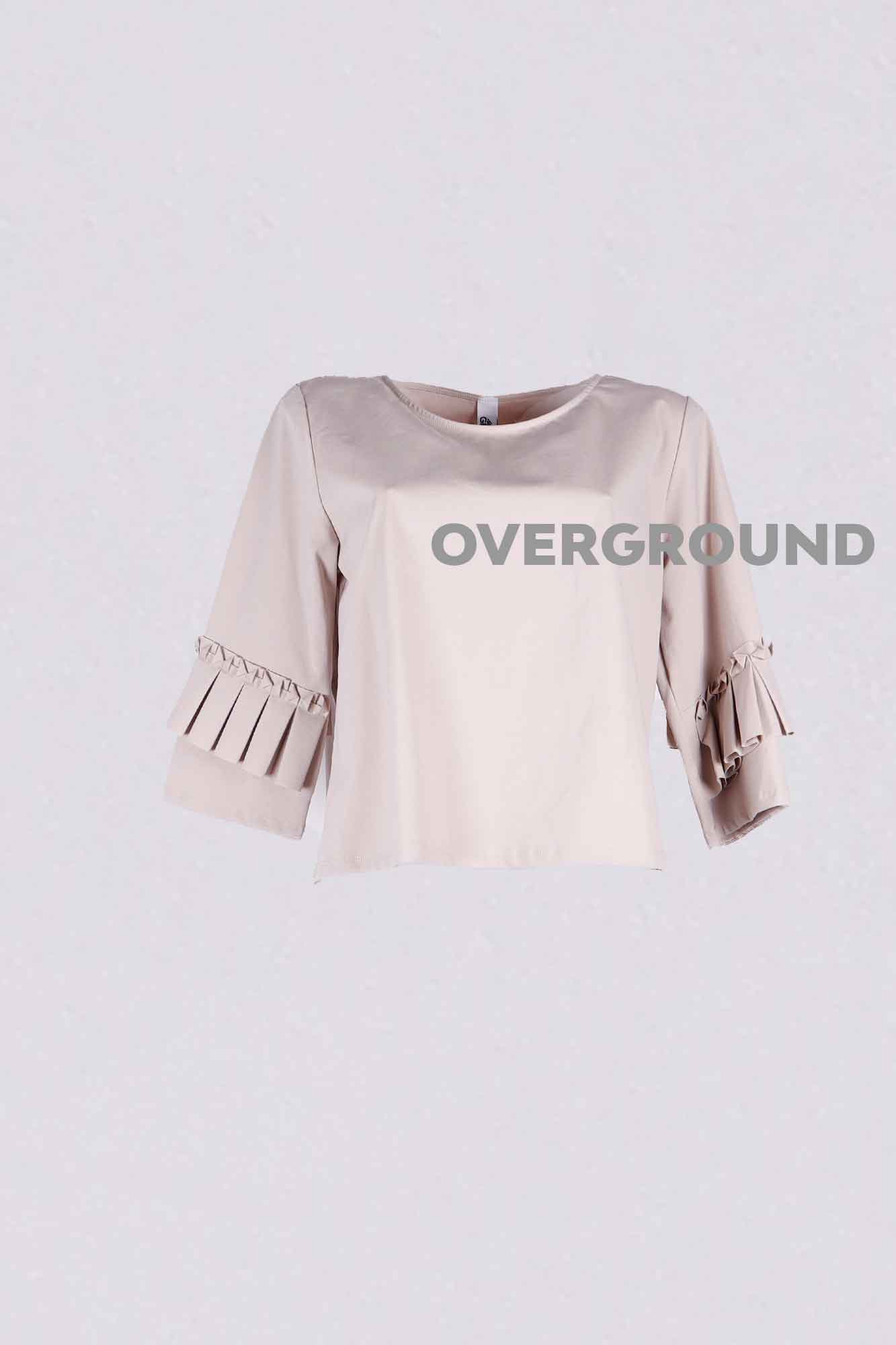 Maglia corta con manica 3/4 con pieghe - OVERGROUND STORE 