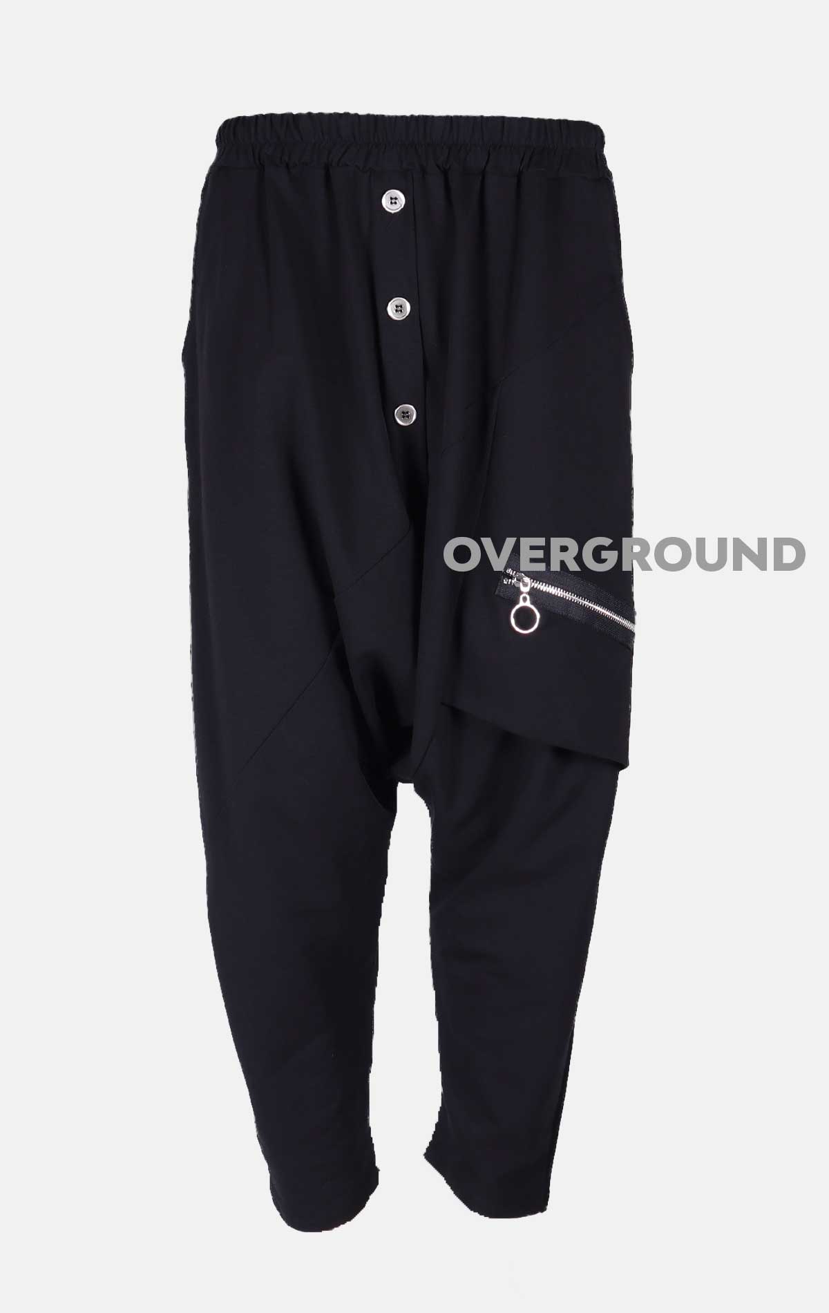 Pantalone cavallo basso con bottoni e cerniera davanti - OVERGROUND STORE 