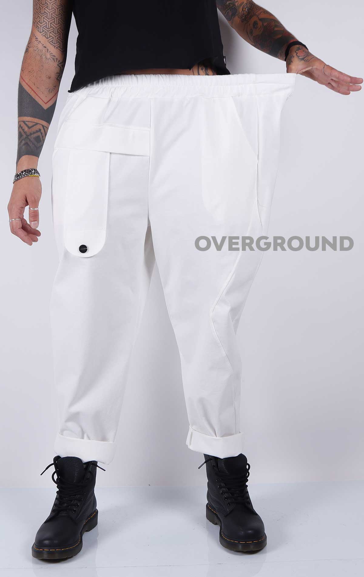 Pantalone largo con bottone laterale - OVERGROUND STORE 