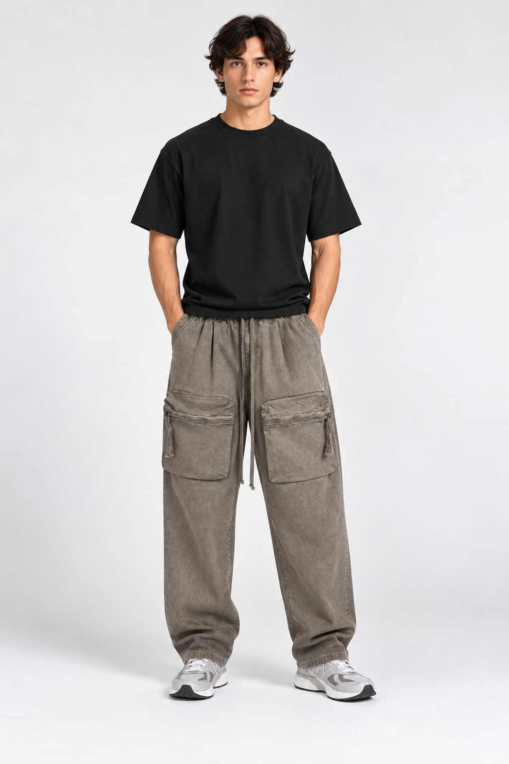PANTALONE OVER CON TASCHE DAVANTI CON CERNIERA