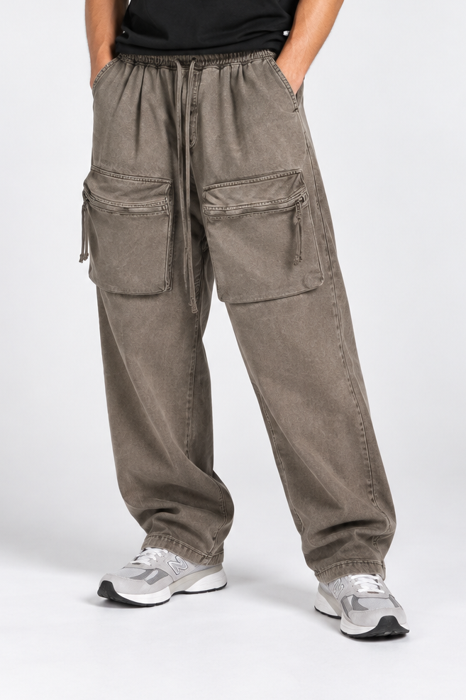 PANTALONE OVER CON TASCHE DAVANTI CON CERNIERA