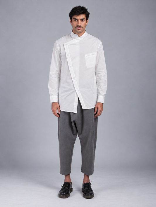 CAMICIA COLLO COREANA CON TASCHINO