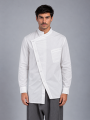 KOREAN COLLAR SHIRT WITH POCKET