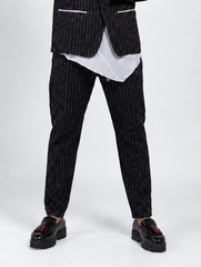 PANTALONE COTONE GESSATO CON TASCHE DAVANTI